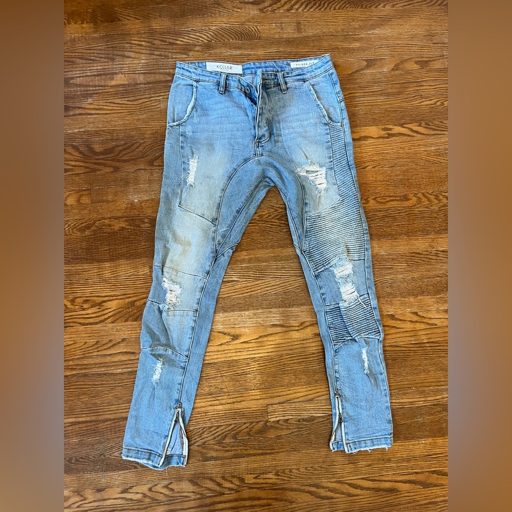 blue Kollar Distressed Skinny Jeans